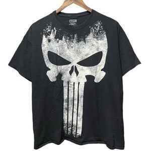 marvel superhero the punisher big skull graphic short sleeve crewneck T-shirt